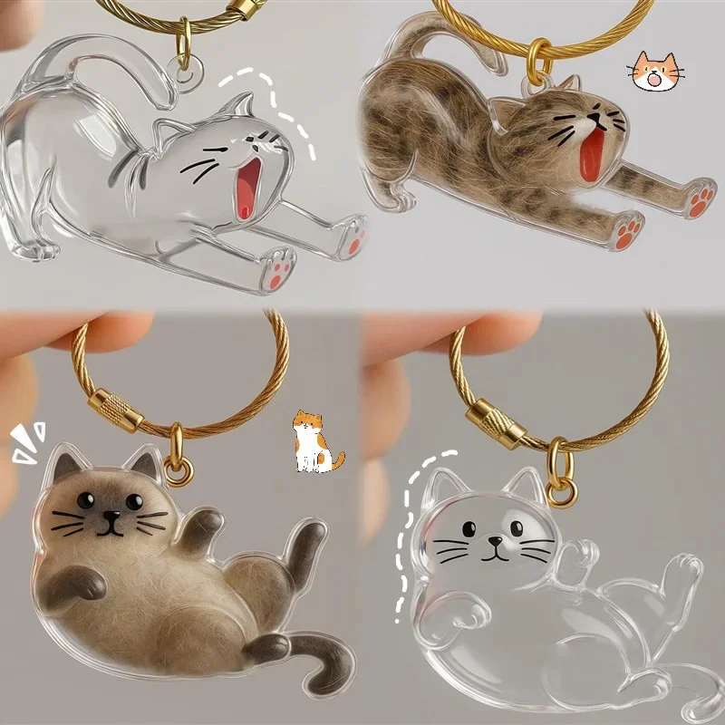 

Cat Hair Memorial Storage Keychain Cat Fur Container Pets Cat Fur Collector Capsule Keyring Kitty Hair Hanging Pendants
