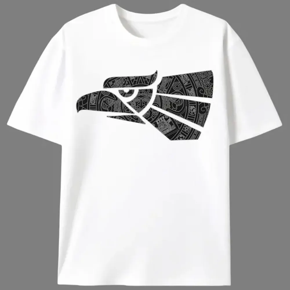 Aztec Eagle Head Geometric Graphic Tee | Mexican Indigenous Tribal T-Shirt | Chicano Streetwear Casual Top