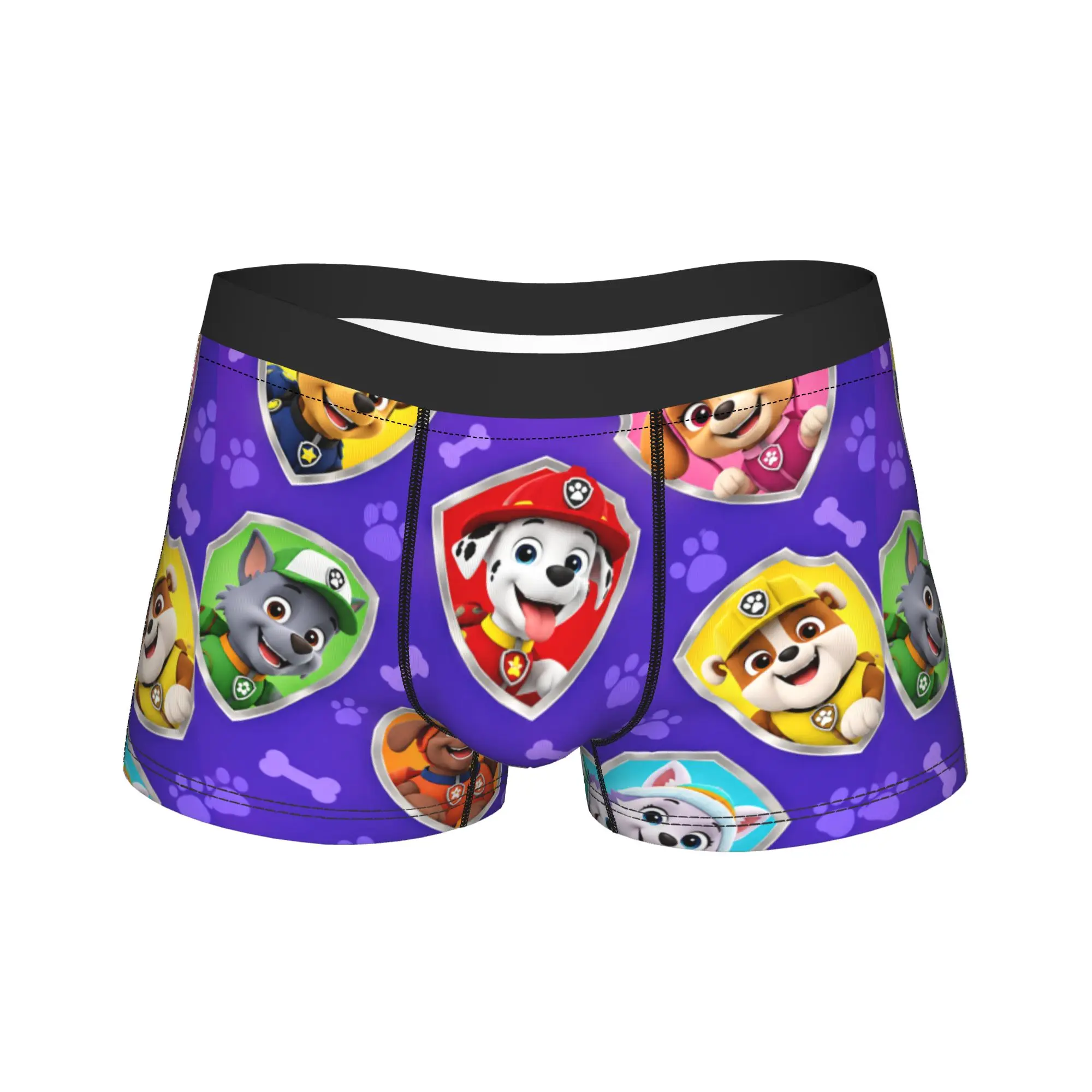 Paw Dogs Purple Shield Bone Puppy Art Underwear  Man Boxer Brief Novelty Boxer Shorts Trenky Printing Plus Size Underpants