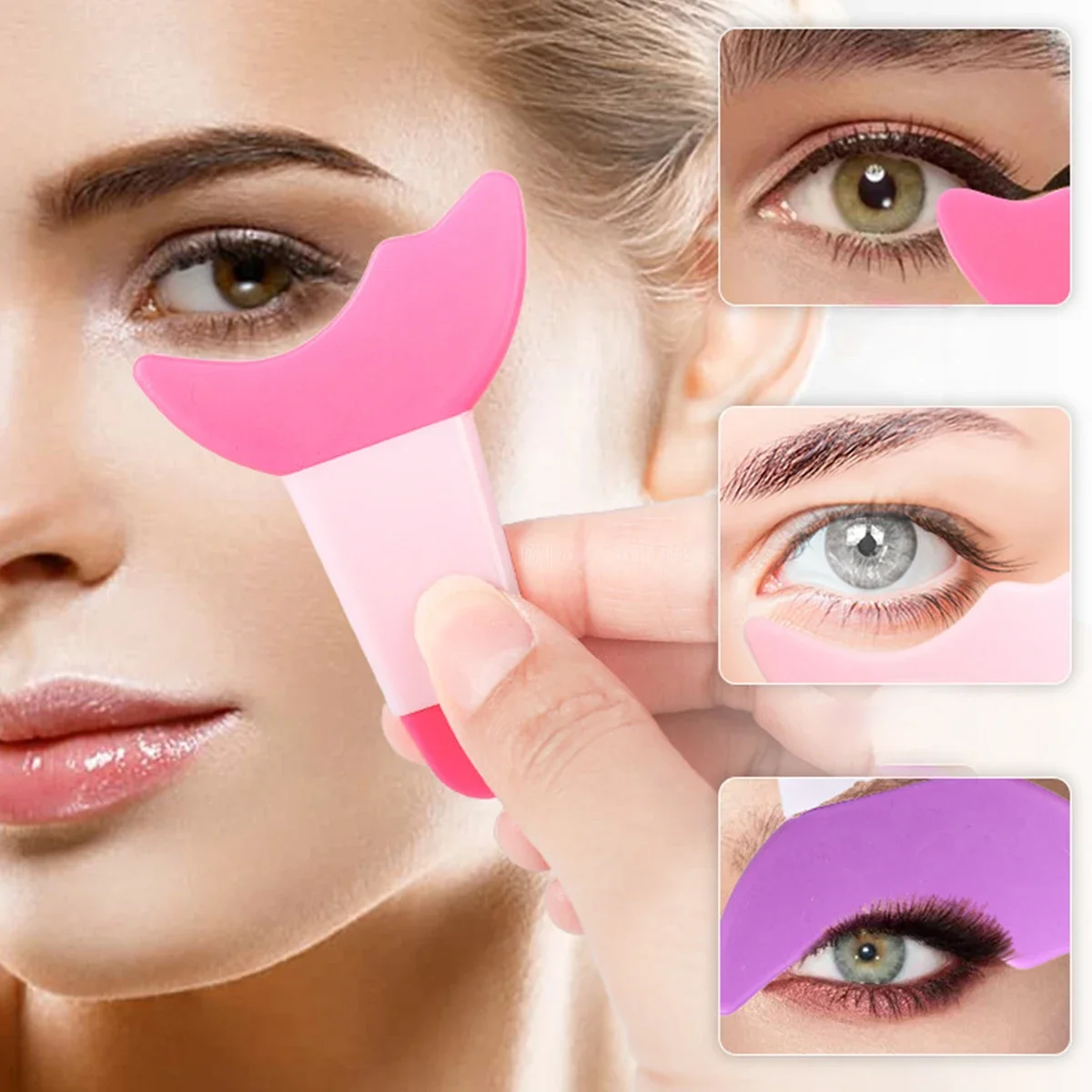 Silikon-Wimpernschutz – Anfängerfreundlicher Eyeliner- und Wimperntusche-Helfer, halbmondförmiges weiches Silikon-Augen-Make-up-Werkzeug