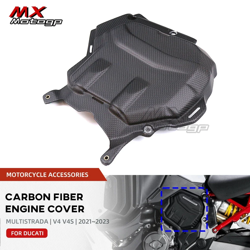 

MTS V4 2022 Motorcycle Carbon Fiber Left Engine Cover Protector For DUCATI Multistrada V4 V4S 2021 2022 2023 Motor Accessories