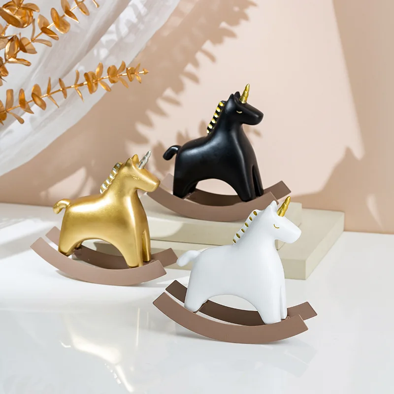 Unicorn Trojan Resin Figurine, Nordic Ins Home Decoration, Cute Desk Decoration, Living Room, Kids Room, Home Accessories