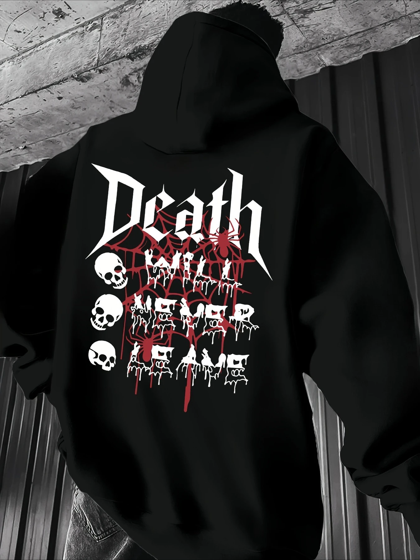 Men's Autumn/Winter Hooded Sweatshirt – Street-Style Retro Design with Stacked Skull Print and Skin-Friendly Fabric Feel Hoodie