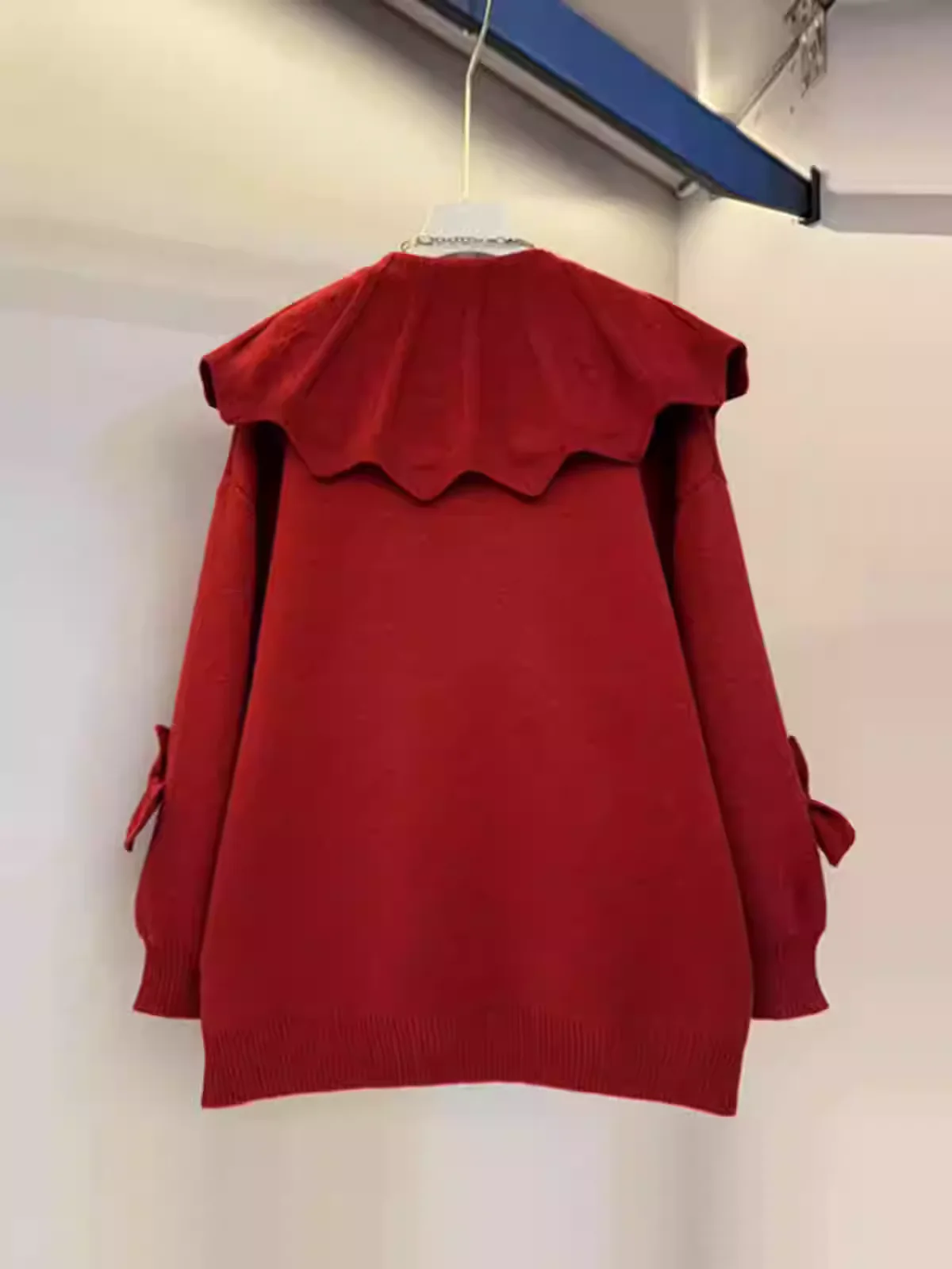 Sweat-shirt à manches longues pour femme, col Peter Pan, grande taille, automne-hiver, rouge, nouvelle année, réduction d'âge, style coréen, pull de Noël