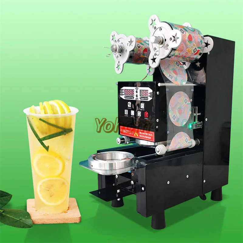 Automatic Yogurt Bubble Boba Tea Plastic Cup Sealing Machine Tabletop Cup Sealer Water Cup Filling for  Bubble Tea Shop