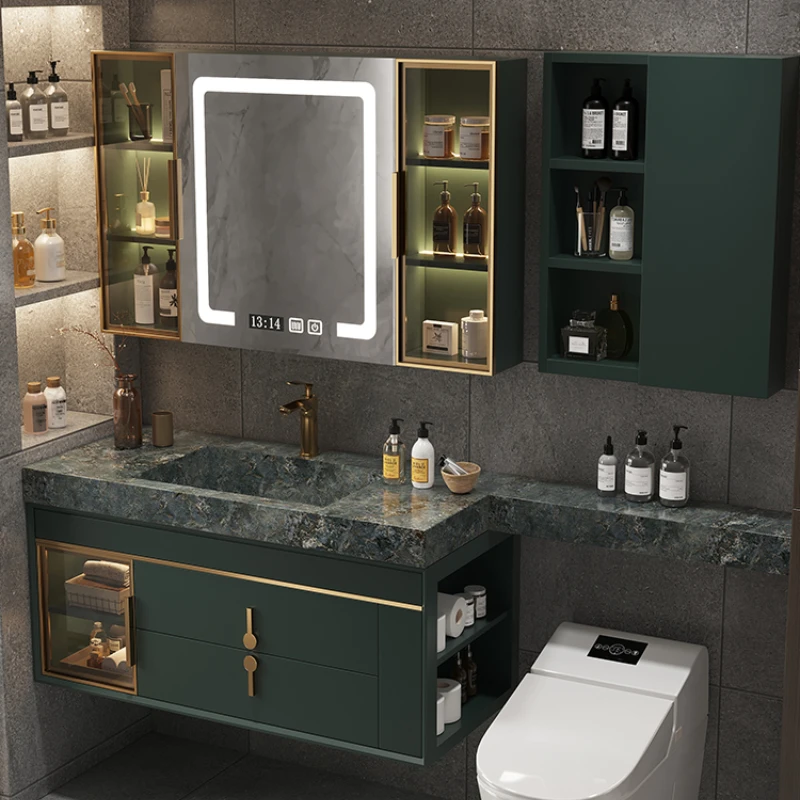 

Stone Plate Bathroom Cabinet Combination Toilet Extension Hand Washing Face Washing Whole Washbin Washstand Smart Mirror Cabinet