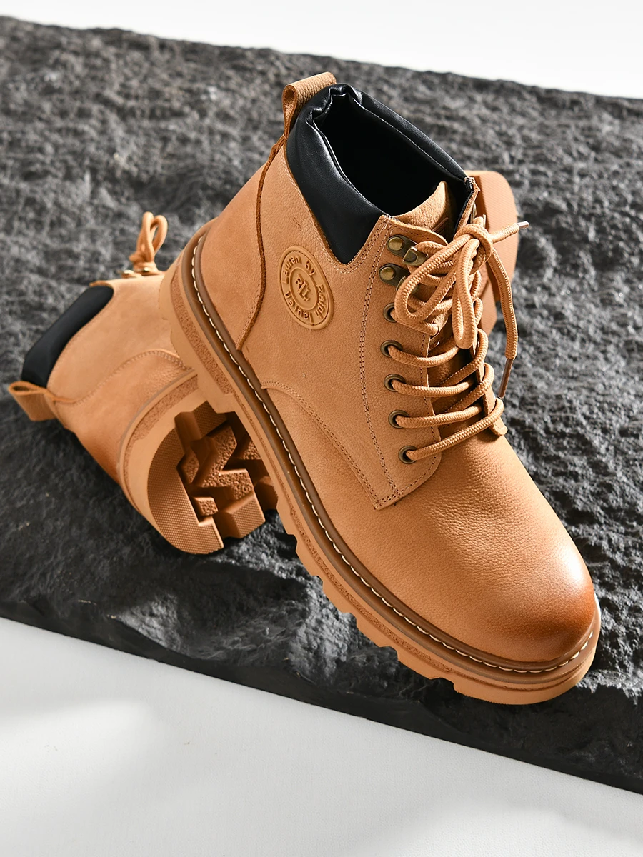 

Wear-Resistant Boots Men's Vintage High-Arched Cowhide Leather New Arrival Workwear Boots Yellow Boots