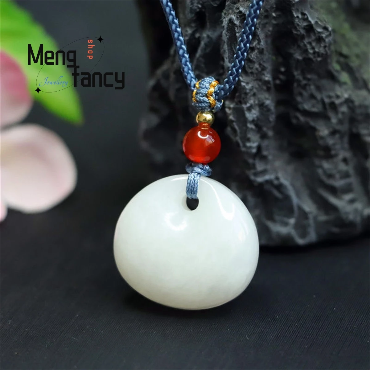 Natural Hotan Sheep Fat White Jade Princess Buckle Pendant Simple Elegant Personalized Charm Fashion Versatile Exquisite Jewelry
