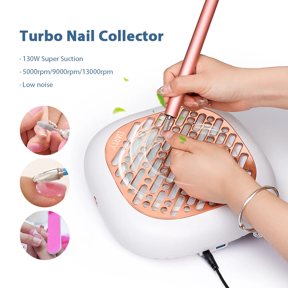 130W Krachtige Borstelloze Nagelstofafscheider Super Zuig Nagelstofzuiger Nail Art Manicure Ventilator Stofzuiger Met 2 Filter