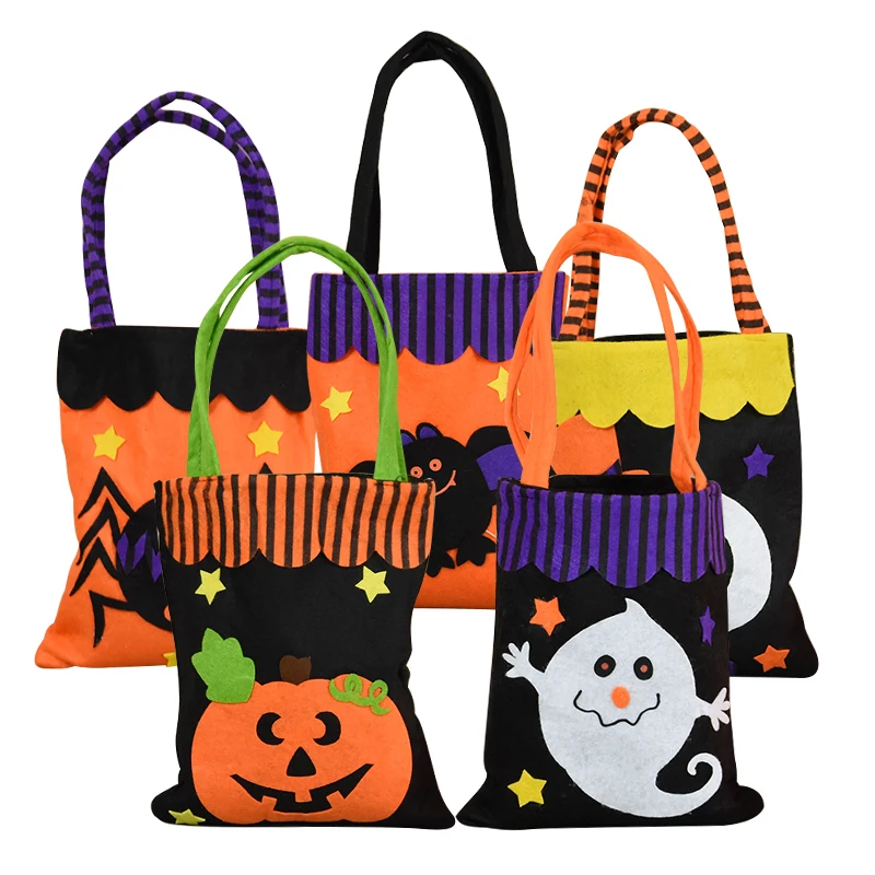 

Halloween Candy Gift Bag Non-woven Fabric Pumpkin Bat Snack Biscuit Bag Trick Or Treat Handbag Kids Favors Halloween Party Decor