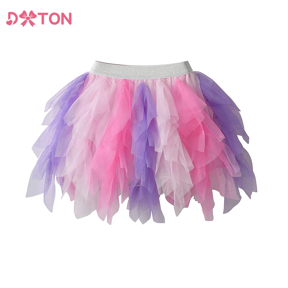 

DXTON Baby Girls Ballet Skirts Irregular Mesh Patchwork Colorful Children Dancing Party Petiskirt Elegant Kids Girls Mini Skirt