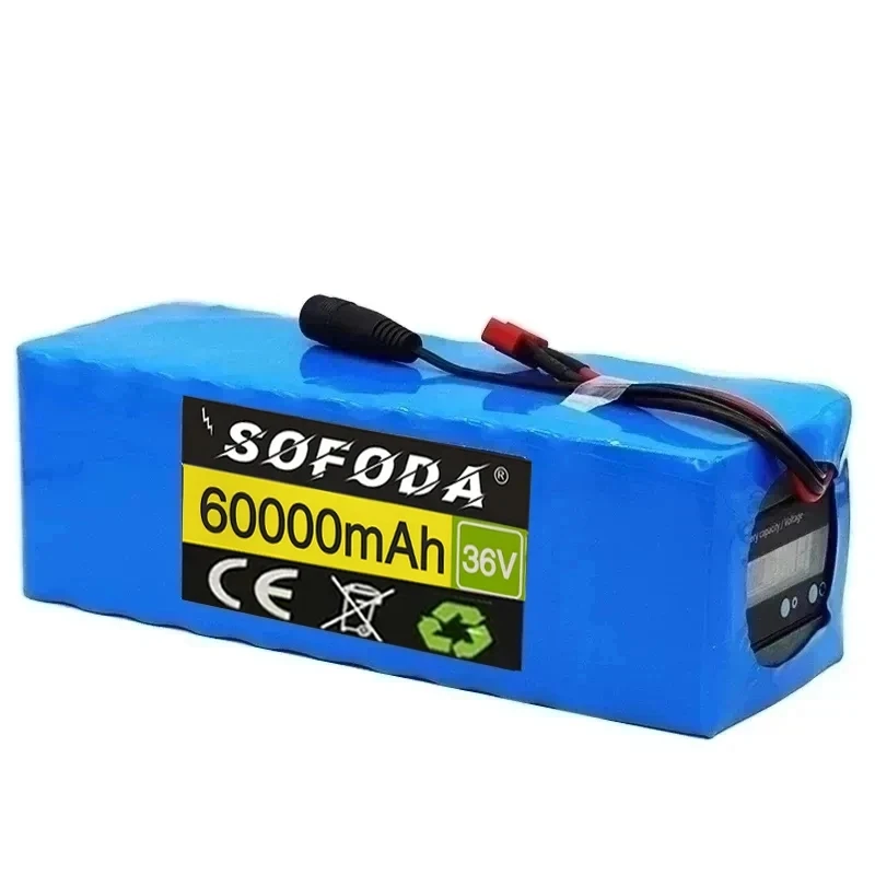 36V battery 10S4P 60Ah battery pack 1000W high power battery 42V 60000mAh Ebike electric bicycle BMS Capacity Indicator+charger