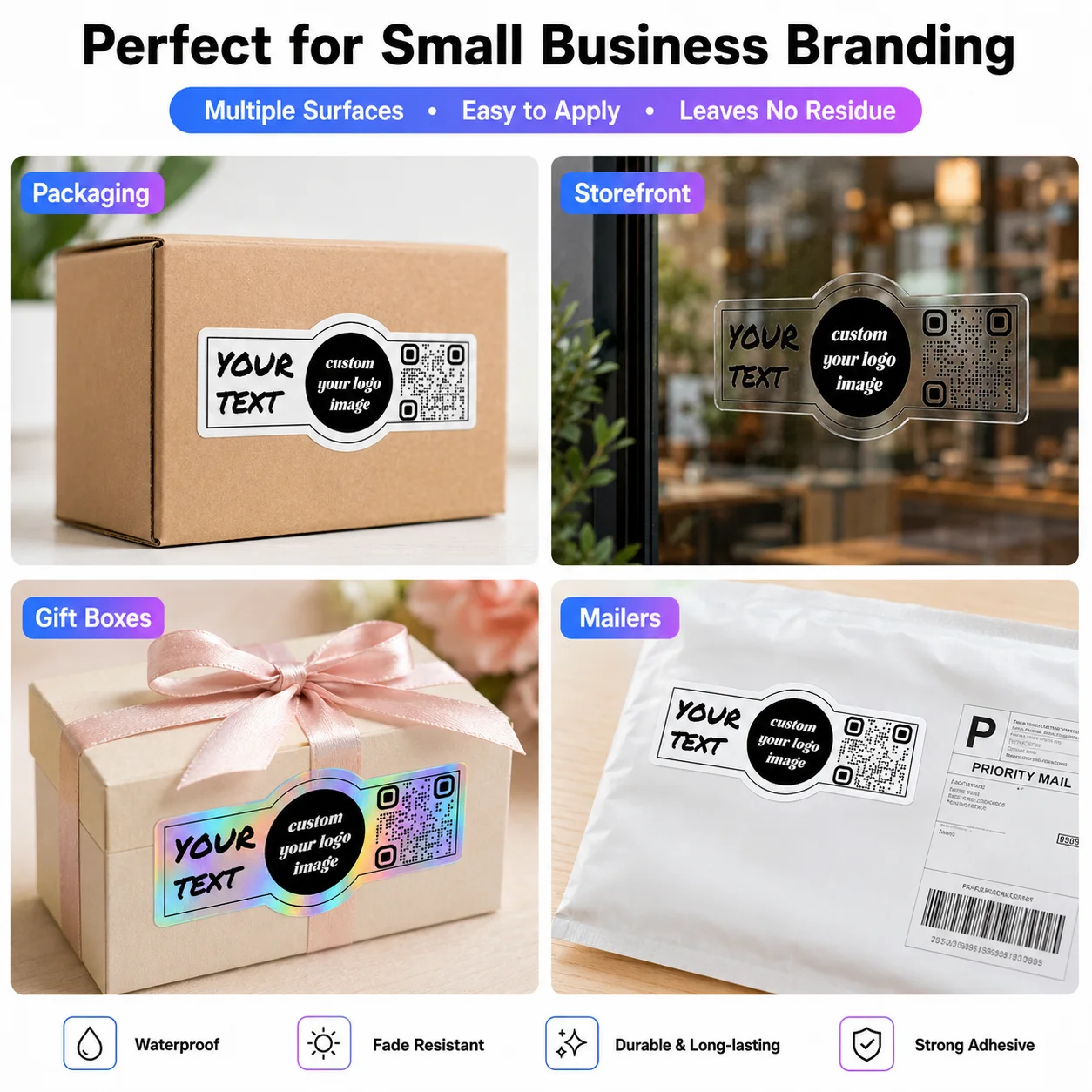 50/100Pcs Custom Logo and Qr Code Stickers, White Paper, Transparent, Laser Qr Code Product Labels with Color Customization, Suitable for Coffee Cups, Aromatherapy, and Any Place Where Qr Codes Need to Be Displayed - Social Media Scanning, Weddings, Birthdays, Baptisms, Parties, with Any Design Images, Logos, or Text, Suitable for Product Packaging, Back-To-School Season, Home, Office, Multi-Purpose