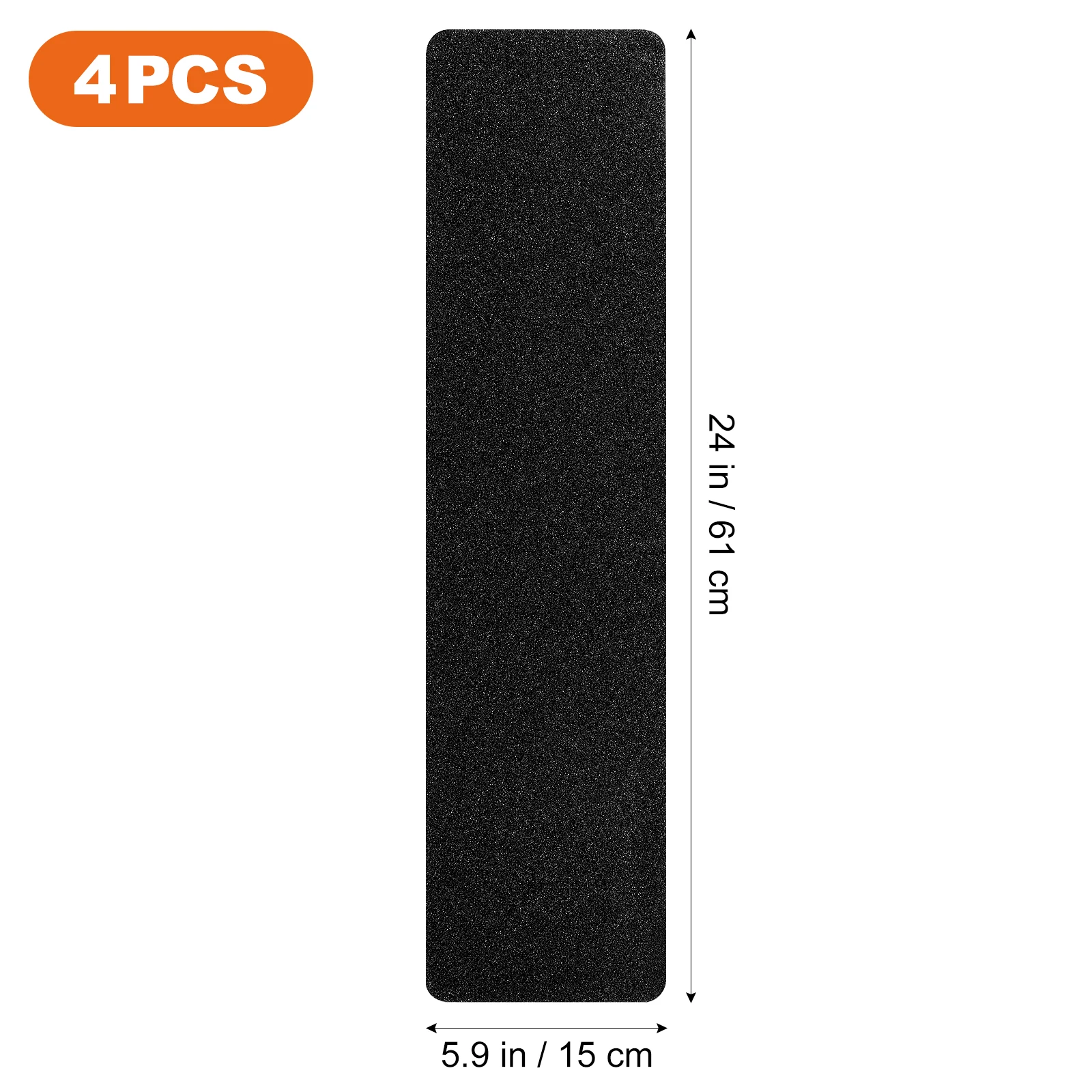 4pcs Black PVC Anti Slip Tape Stair Treads Outdoor Non Skid Grip Waterproof Frosted Design Strong Adhesion