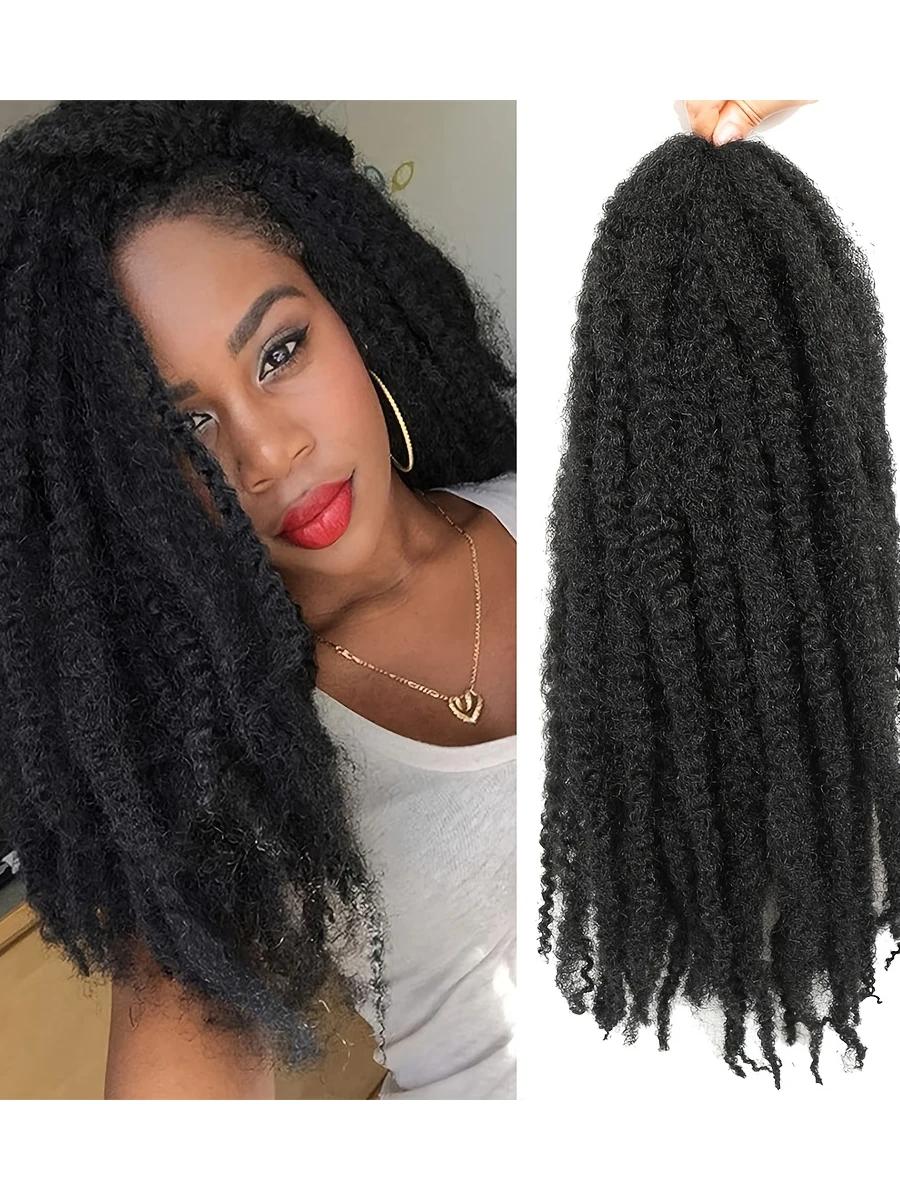 

Синтетические волосы Marley Twist для афро-косичек, 18 дюймов, кудрявые, для плетения крючком, для фальшивых локонов