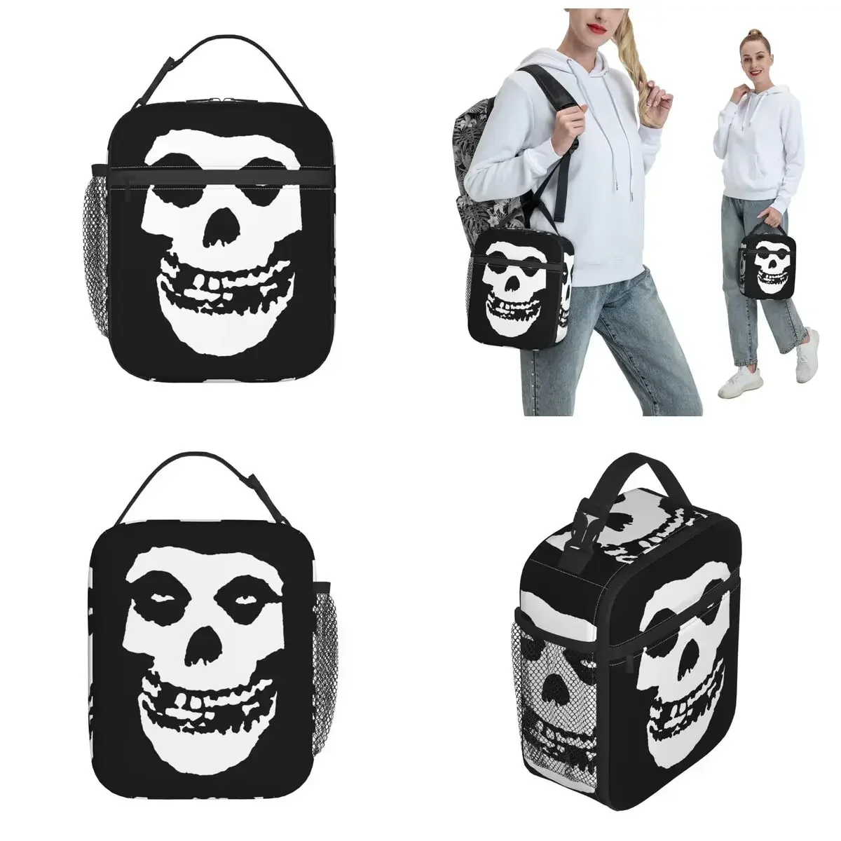 Bolsa de almoço isolada Skull Misfits Bolsa térmica reutilizável grande lancheira para homens mulheres escritório piquenique