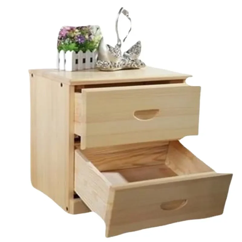 Solid Pine Nightstand Corner Storage Cabinet Simple Bedroom Side Table Locker for Small Space Home Furniture