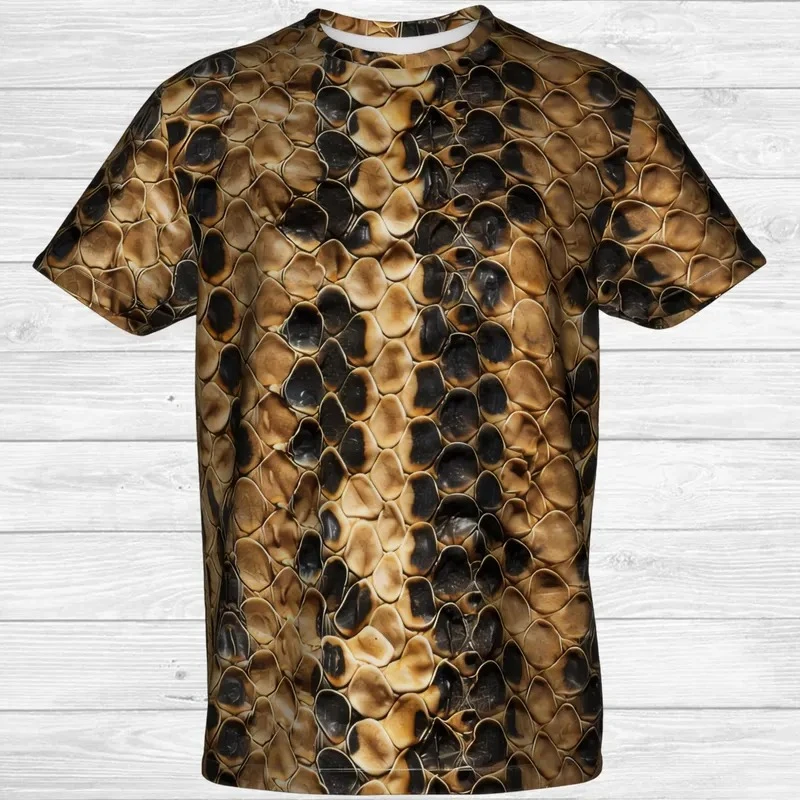 Snake Animal Scales T-shirt Horrible 3D Print Graphic Round Neck T Shirts Personality Street Cosplay Clothing Unique Tees Top