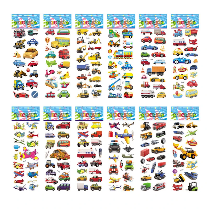 10 Blatt 3D-Puffy-Aufkleber für Kinder, technische Fahrzeuge, Bagger-Aufkleber, Cartoon-Autos, Aufkleber, Spielzeug für Kinder, Geschenk für Jungen – Detail 6