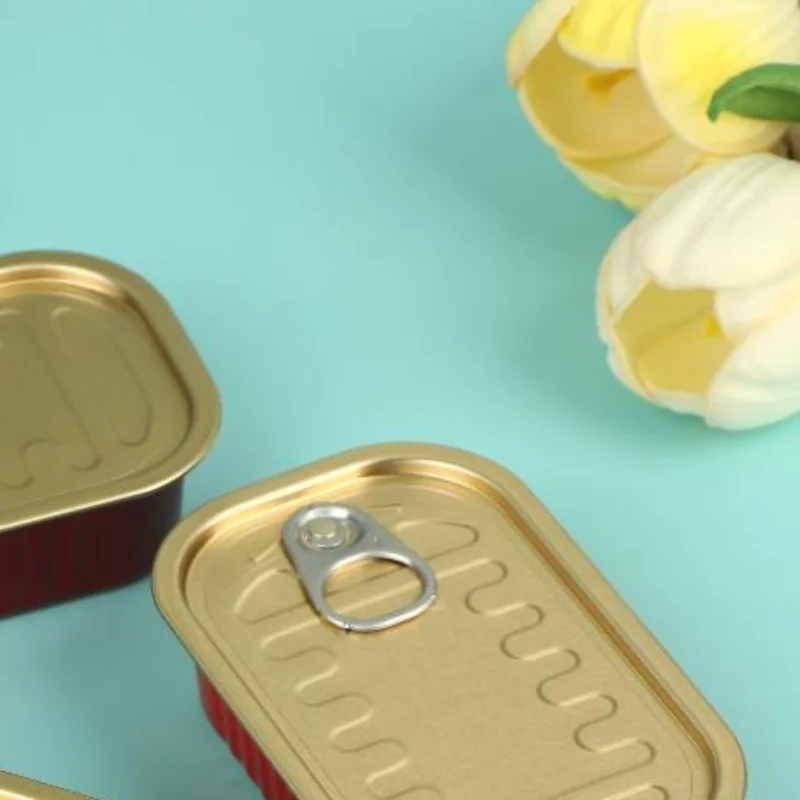 Hot Sale 2Pcs Metal Rectangular Empty Mini Tin Box Sealed Food Can With Pull Ring Cover Multipurpose Small Organizer Storage Box