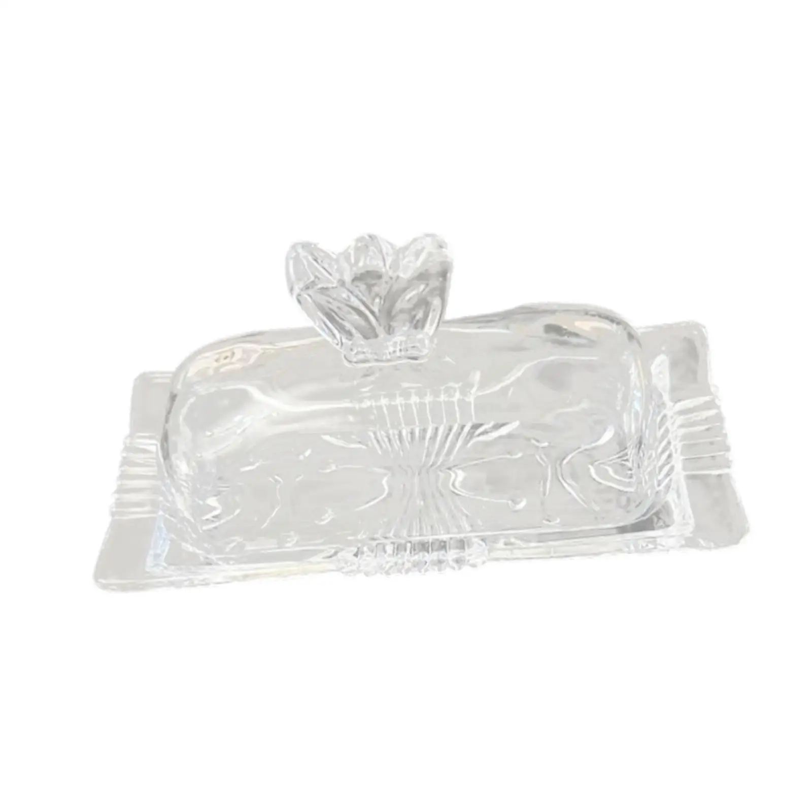 Butter Container with Lid Dustproof Display Holder Practical Glass Butter Dish for Home Counter Refrigerator Party Dining Table