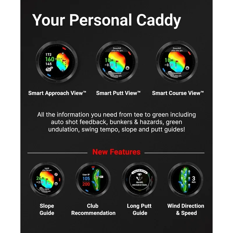 T11 PRO Golf GPS Watch Smart Golf Watch with GPS & Golf Swing Analyzer with Course Preview, Wind Direction/Speed