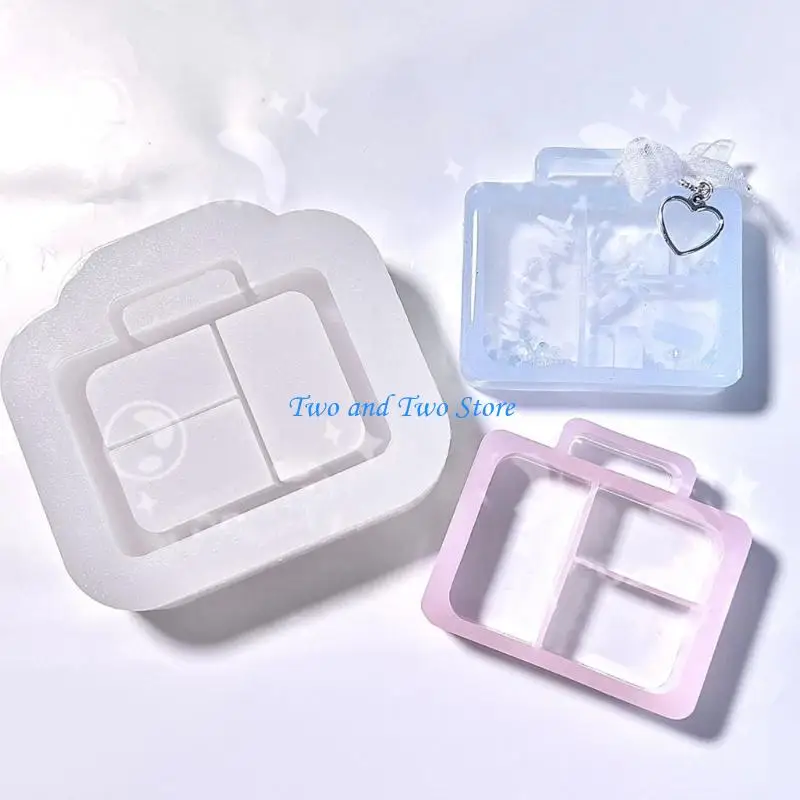 HX6F قوالب ديكور سيليكون لامعة صندوق تخزين صغير حلية سلسلة المفاتيح قالب قلادة ذاتية الصنع #4