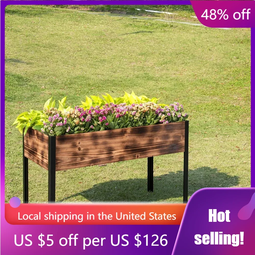 

Raised Garden Bed, (48 x 24 x 30) inches Outdoor Wood Planter Box with Sturdy Metal Legs, Planter for Vegetables and Fruits