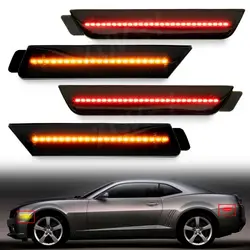 4x Smoked Lens LED Side Marker Light Kit for Chevy 2010 2011 2012 2013 2014 2015 Camaro For Chevrolet Front/Rear Lamps Red/Amber