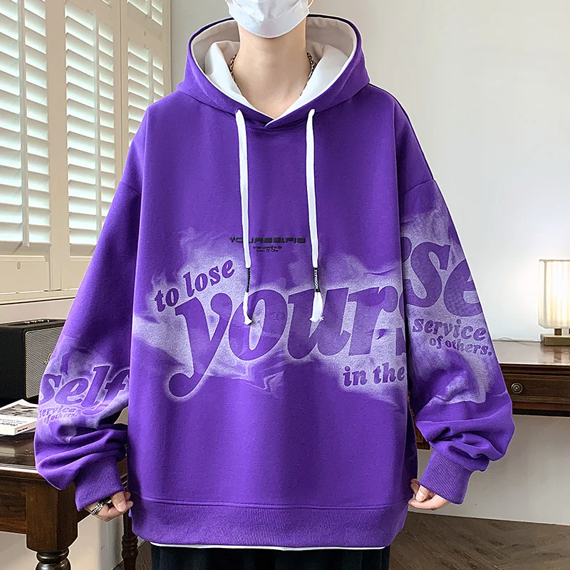 العصرية الرجال هوديي المألوف القطن عارضة هوديي البلوز لربيع الخريف مريحة الشباب نمط شعبي الرجال أعلى