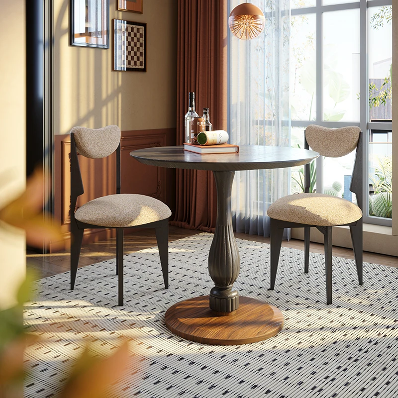 Hh2cc2medieval style office and leisure round table lotus leg small apartment dining table and chair combination