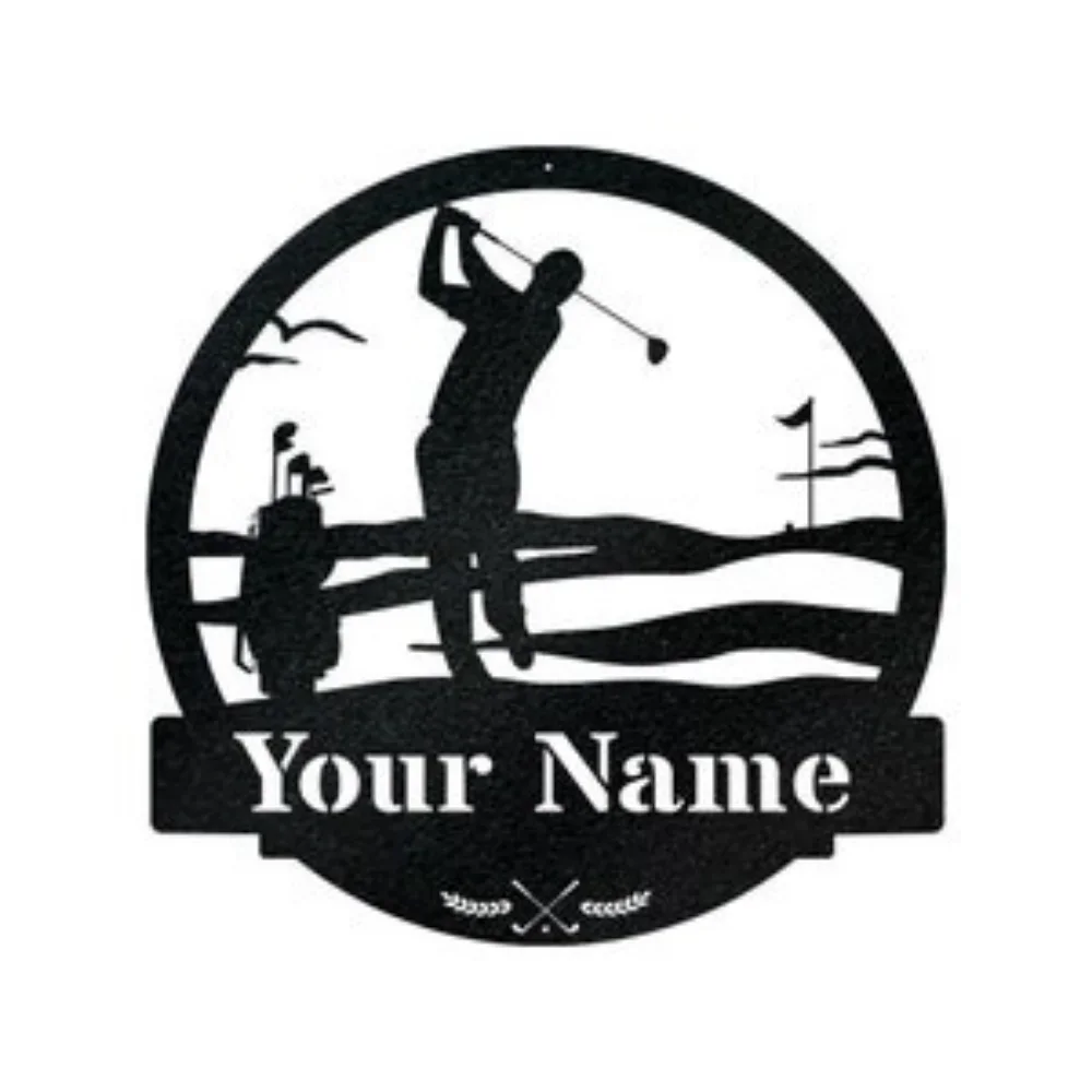 Elegant Personalized Name Metal Sign for Men's Golf, A Custom Wall Art, A Great Halloween Decoration and Room Embellishment.