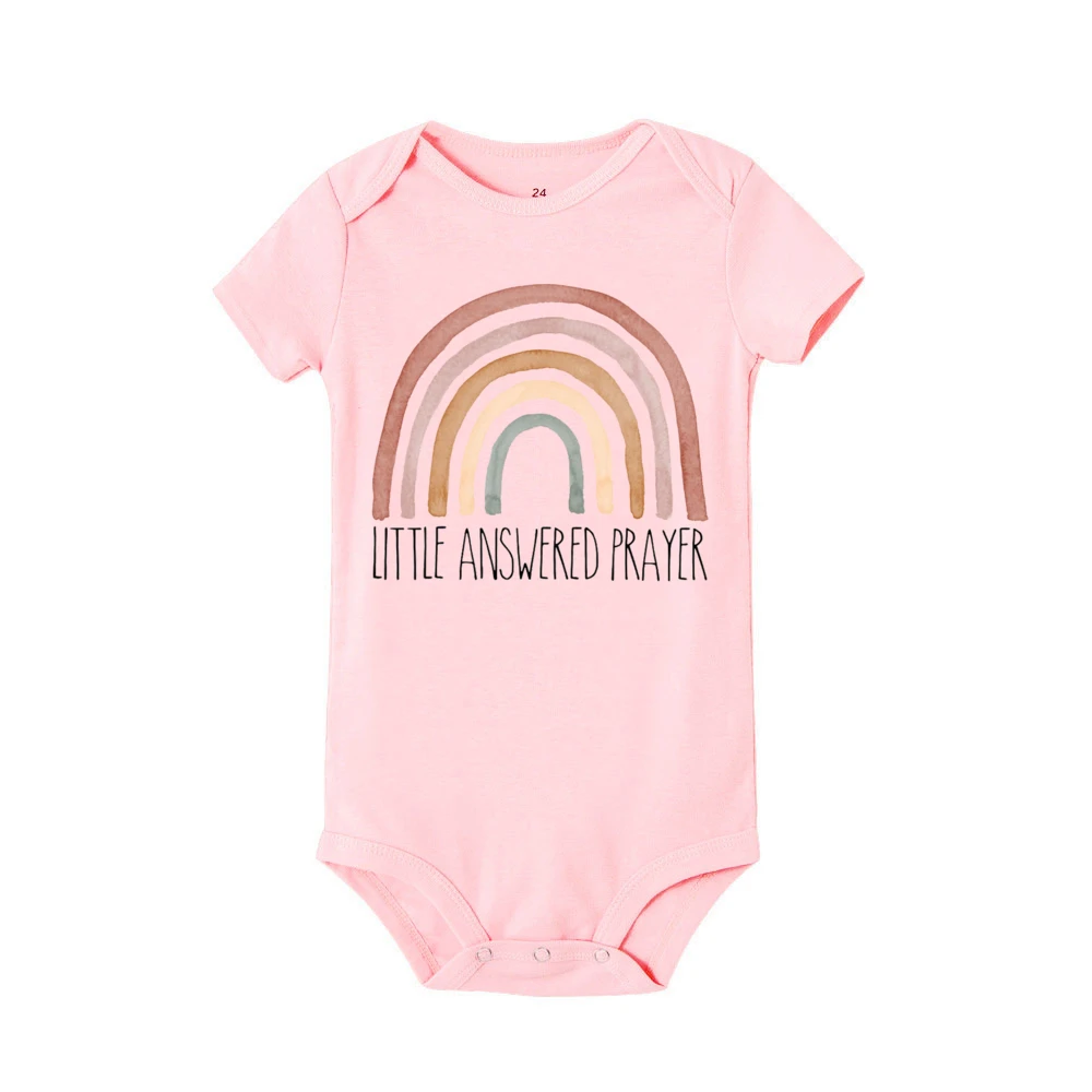 Rainbow Little Answered Prayer Newborn Bodysuit Hospital Coming Home Baby Romper  Infant Shower Gift Baby Announcement Clothes