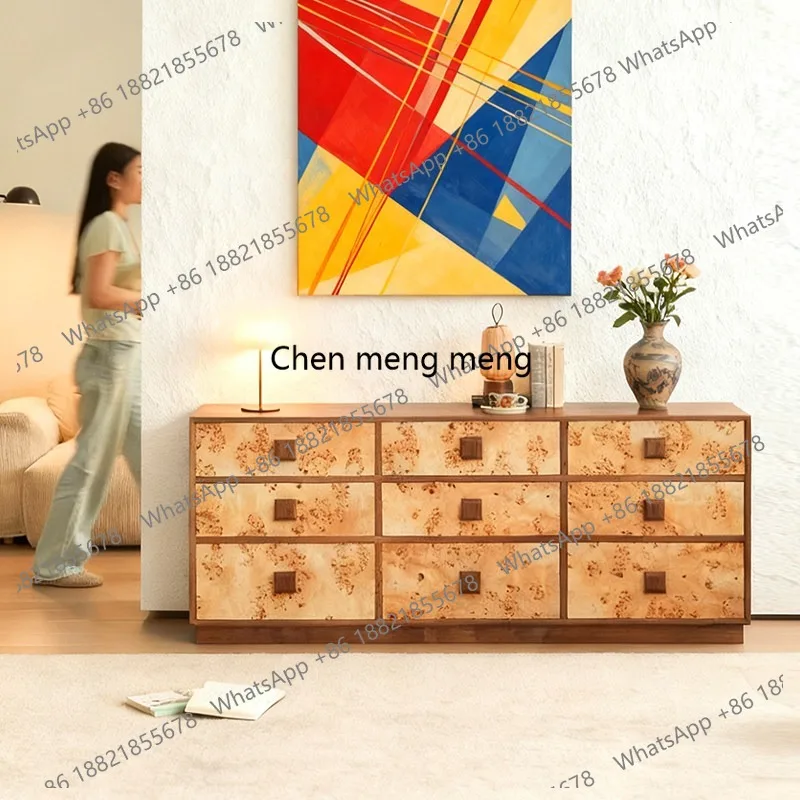 

Комод в стиле середины века из массива красного дуба, французский стиль, для гостиной, с отделкой под кору, тумба для хранения