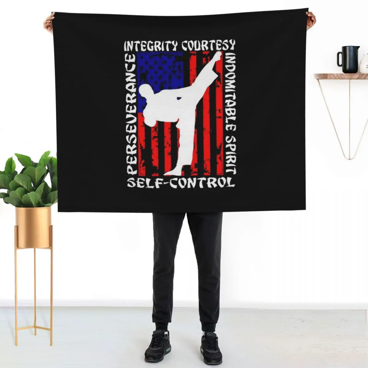 Martial Arts Taekwondo 5 Tenets Taekwondo Throw Blanket Multi-Purpose Sofa Polar Tourist Blankets