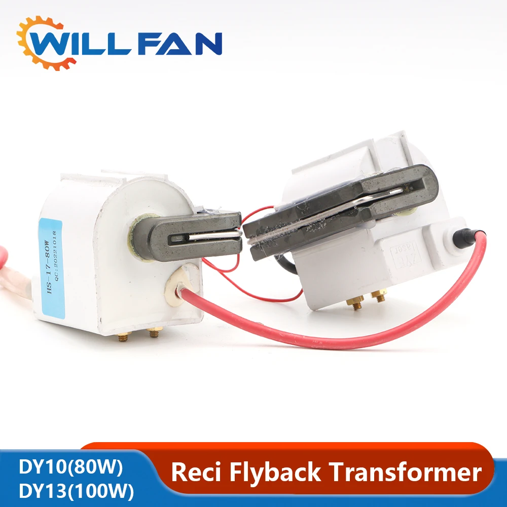 Will Fan Reci 80w 100w High Voltage Flyback Transformer Lgnition Coil For DY10 DY13 Co2 Laser Power Supply Repair Laser Parts