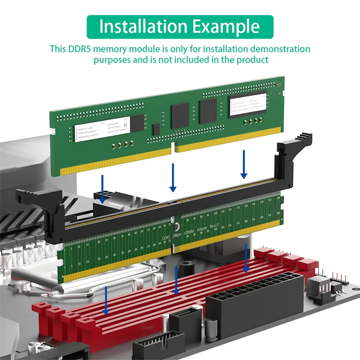 DDR5 u-dimm 288pin adaptor DDR5 kartu pelindung uji memori dengan kait panjang