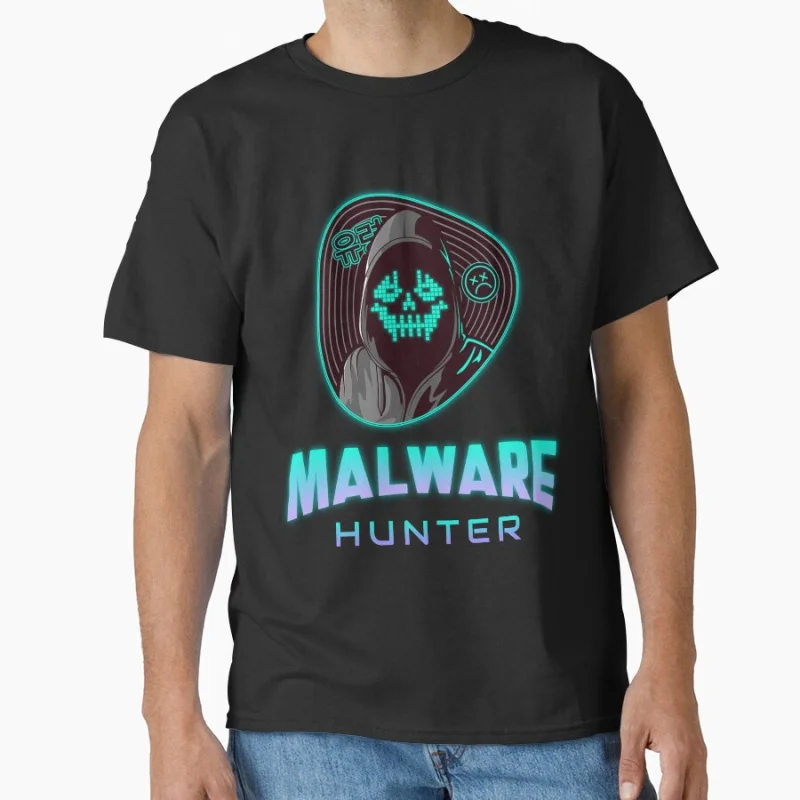 

Malware Hunter Neon Funny Linux software engineer gift T-shirt for developer large size Adult Tops S-6XL mens clothing