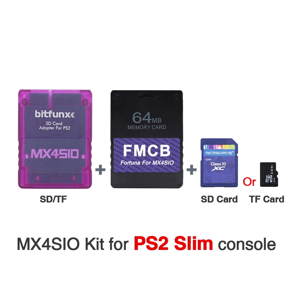 

DIY MX4SIO SIO2SD SD Card Adapter for PS2 Slim Game Consoles + Fortuna 64MB FMCB OPL1.2.0 Card Combo