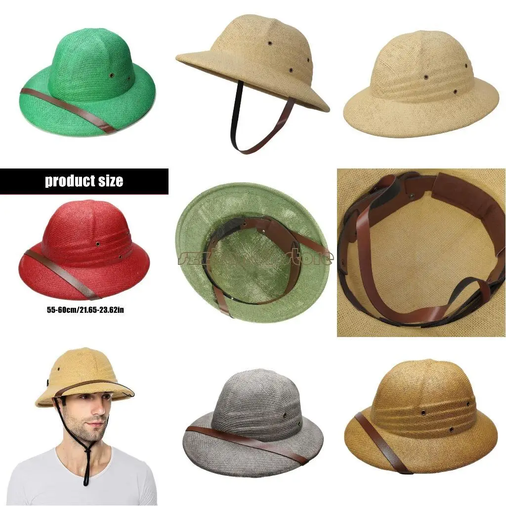 

367C Соломенная шляпа ручной работы Шляпа от солнца Плетеная шляпа с поясом для женщин на открытом воздухе