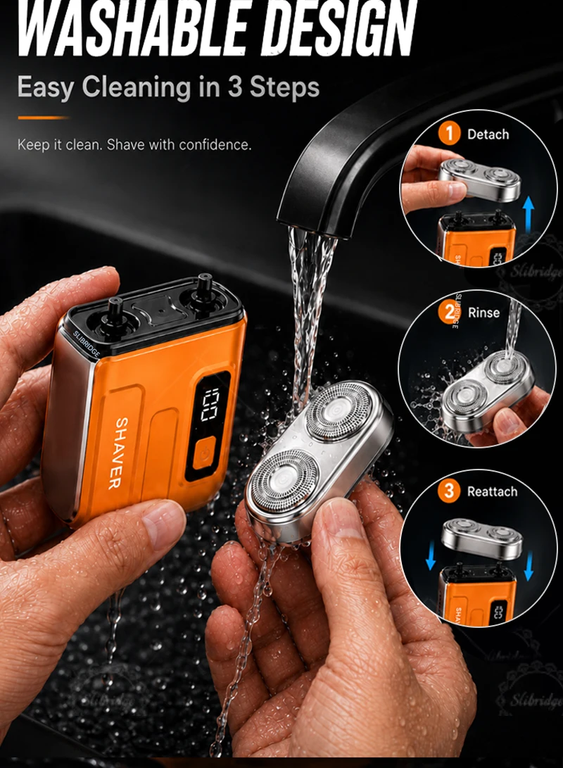 Mens Electric Shaver Rechargeable Waterproof mini Portable Beards Razor Wet/Dry