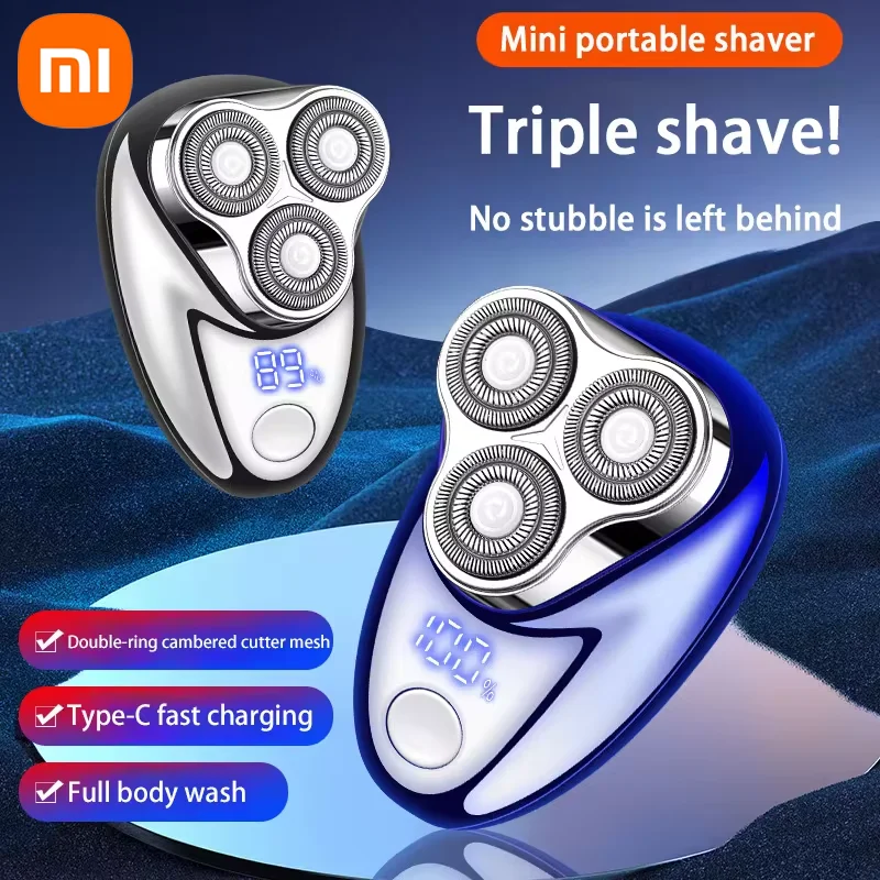 Xiaomi 2024 New Magnetic Blade ThreeHead Electric Shaver LED Digital Display Portable Rechargeable Shaver Mini Hair Trimmer Gift