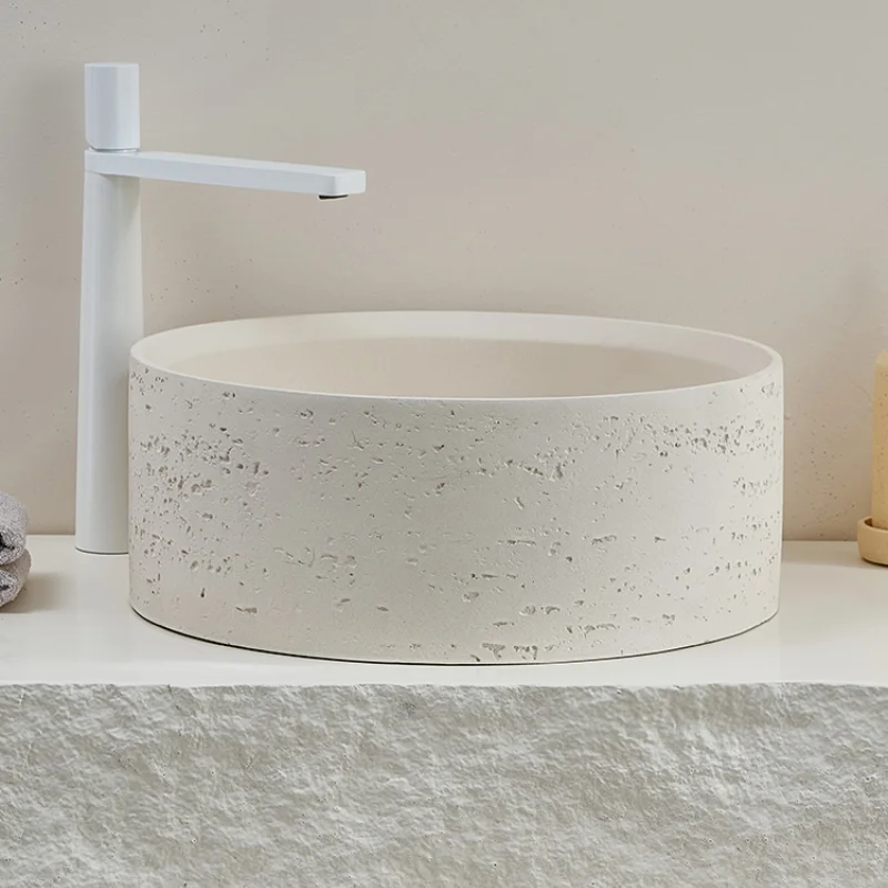 Washbasin B & B Washbasin Round Bathroom Travertine Art