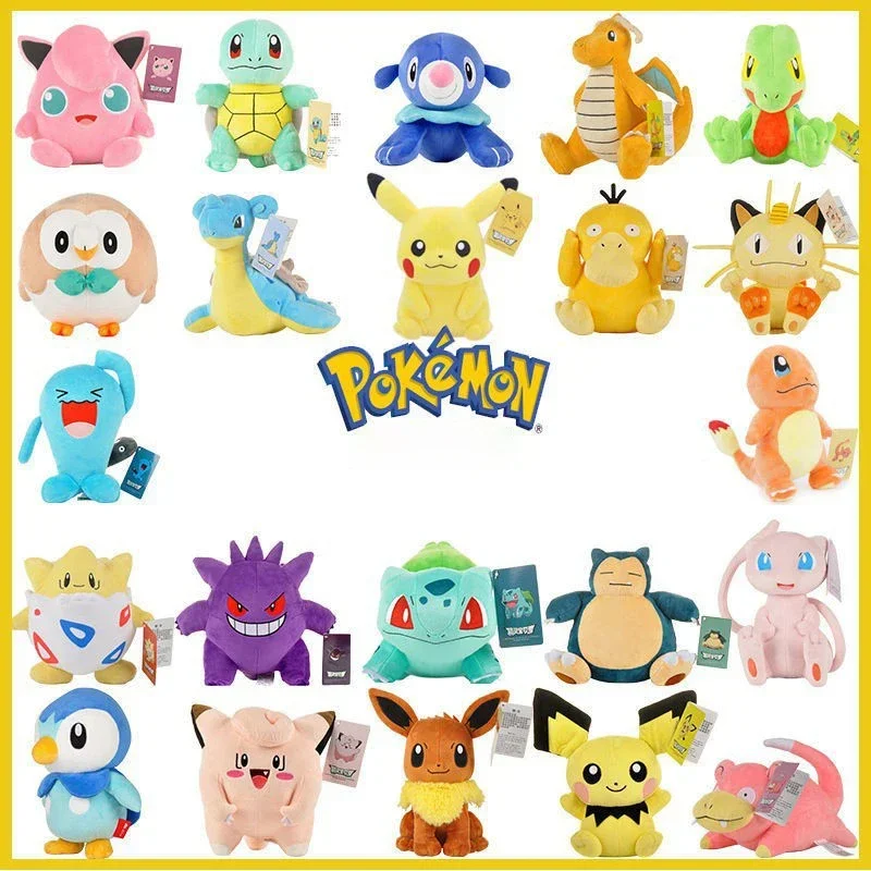 20cm Pikachu Pokemon Plush Doll Charmander Bulbasaur Squirtle Psyduck Eevee Plush Soft Stuffed Animals Peluche Plushie Toy Gifts