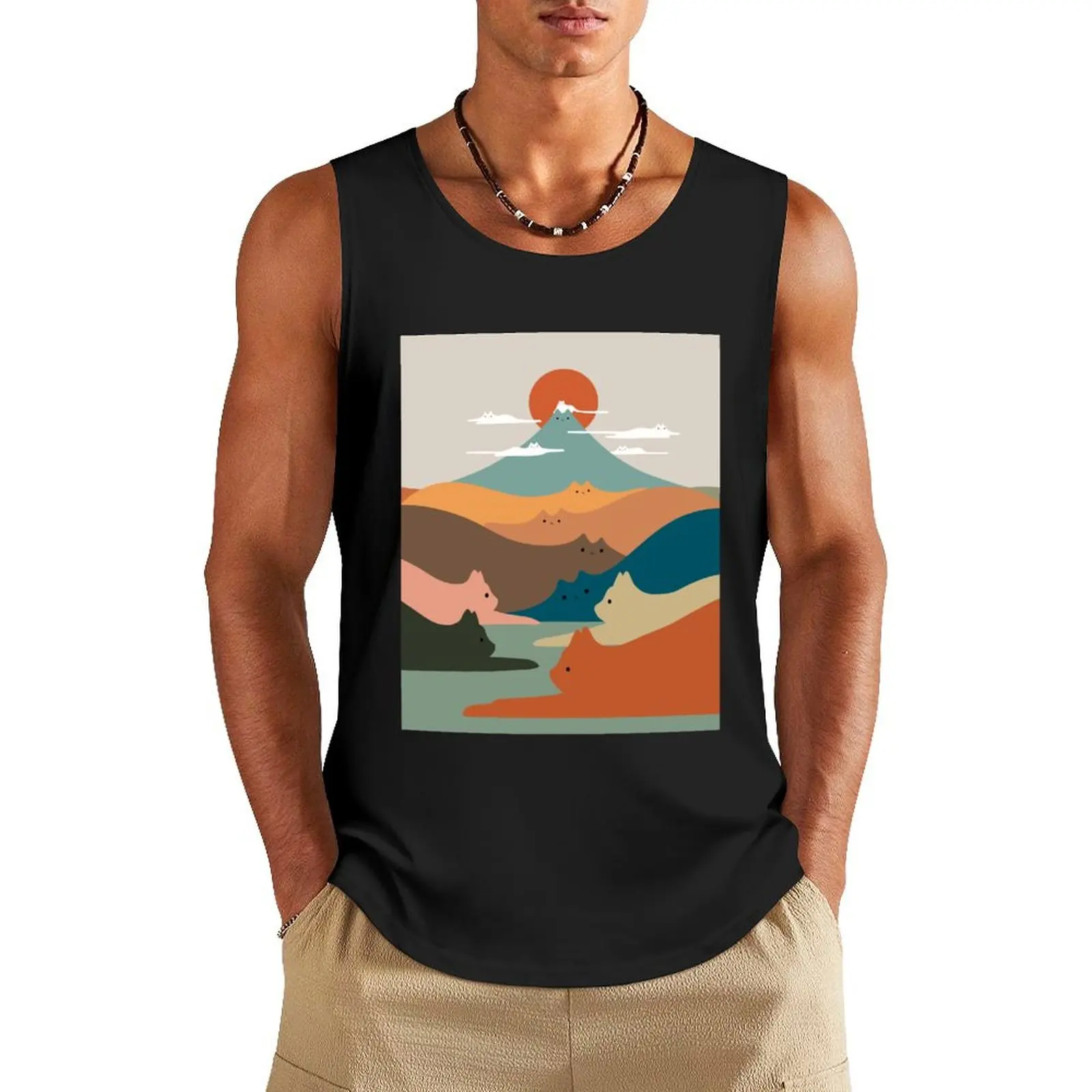 Cat Landscape 132 Tank Top t-shirt Men's Vests