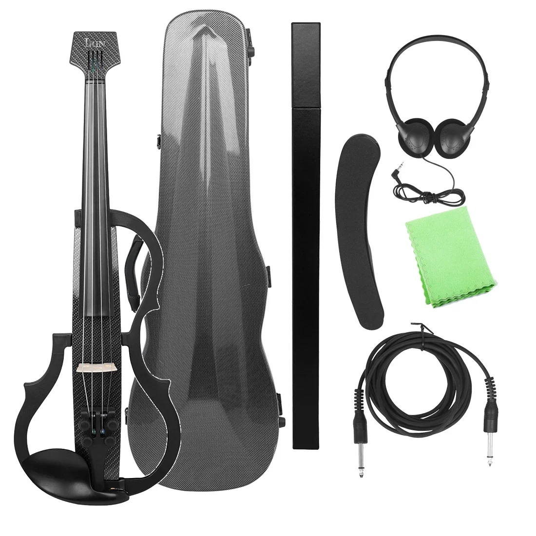 4/4 Intelligent Silent Electroacoustic Violin Professional Headless Carbon Fiddle Electric Violin with Violin Accessories