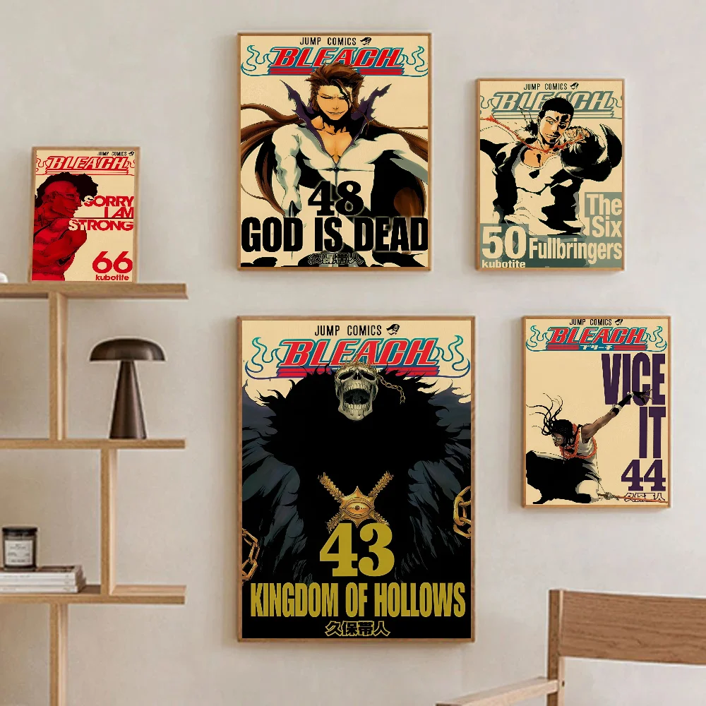 Retro Anime Figure Bleach Posters Stickers Living Room Bedroom Entrance Cafe Wall Art Decoration Painting Room Aesthetic Decor