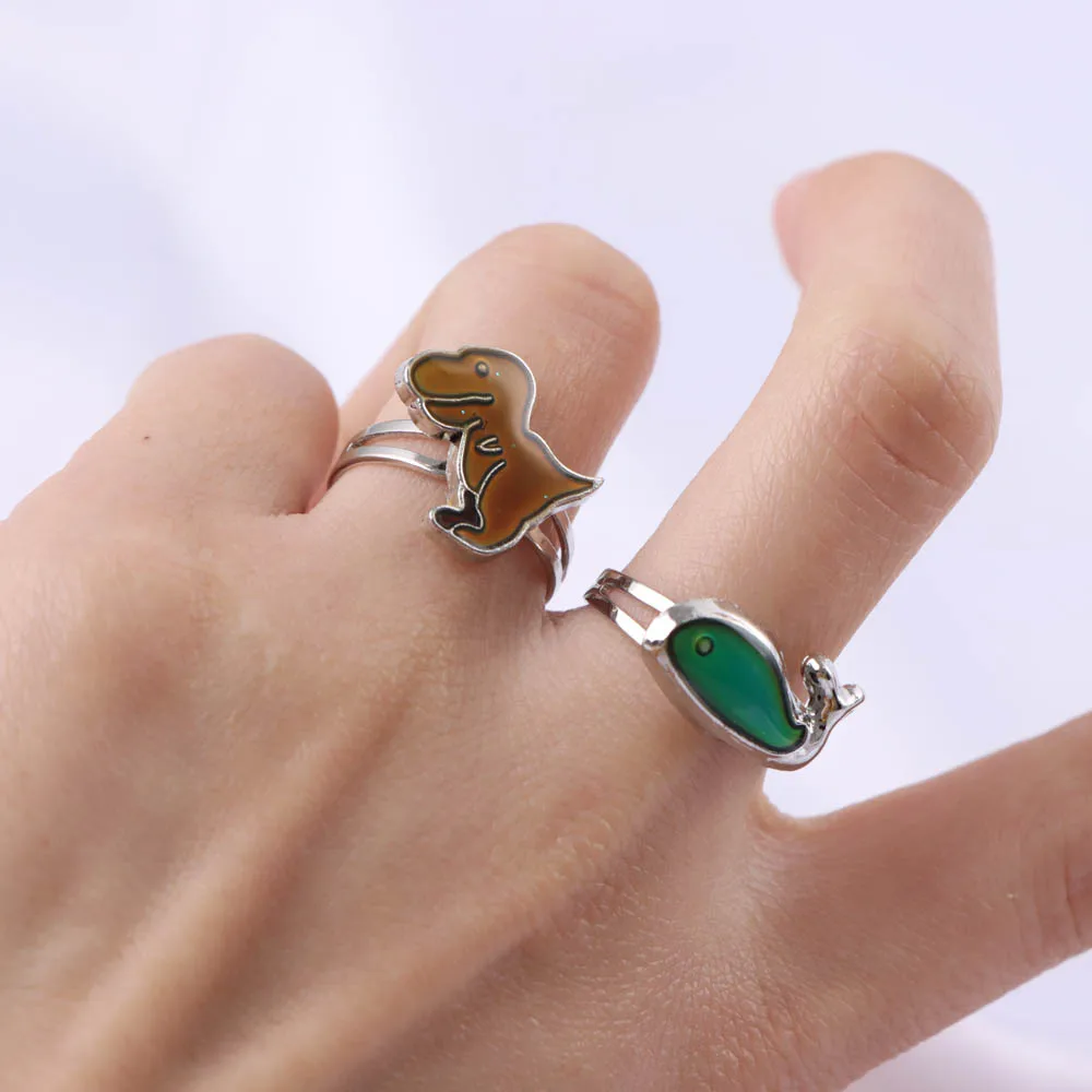 50Pcs/Lot Changing Color Emotion Feeling Adjustable Temperature Mood Rings For Children Women With Box Fashion Jewelry