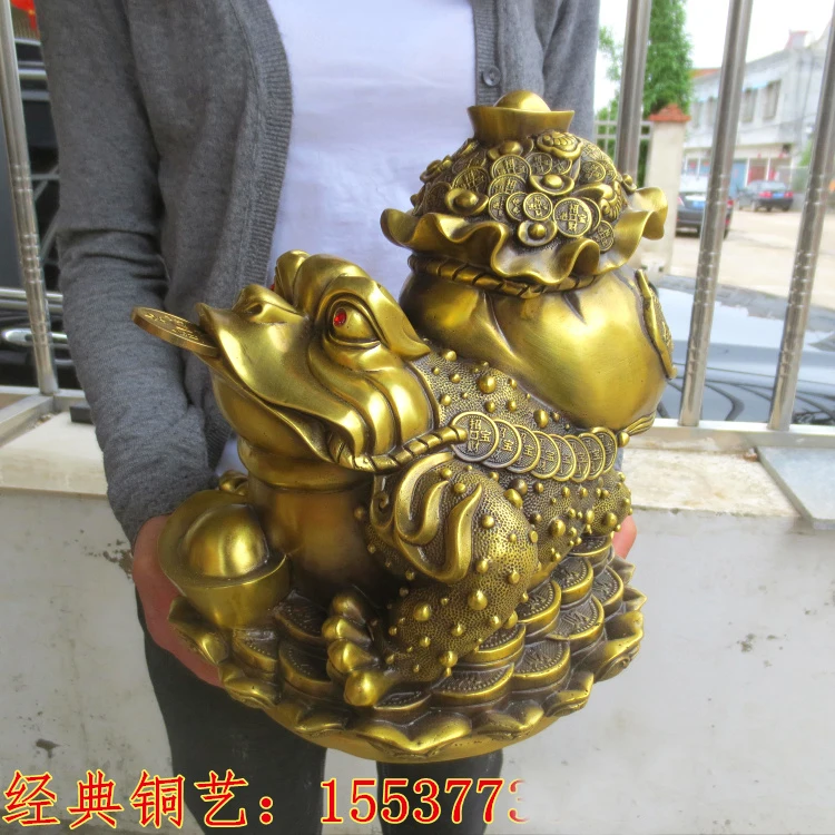 LARGE -Bring in wealth and treasure office home shop Money Drawing efficacious Talisman Fortune JIN CHAN FENG SHUI Brass statue