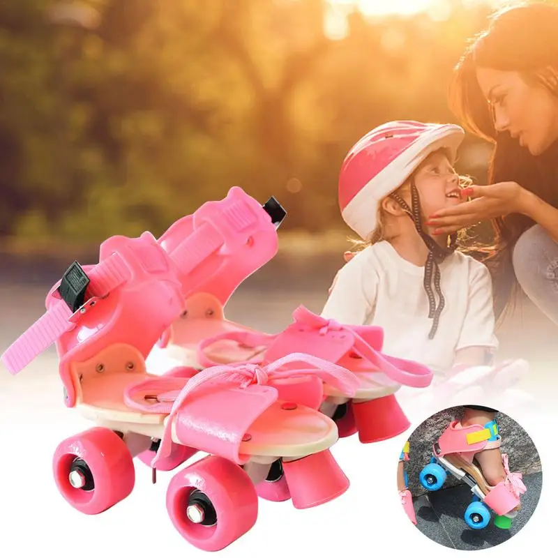 Roller Skates Double Row Beginner Roller Skates For Girls Adjustable Sizes Inline Skates Easy To Wear Simple Design Walking